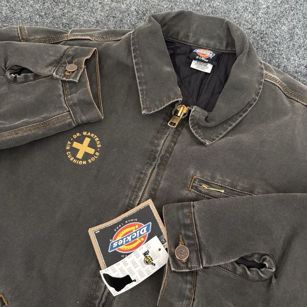 New Vintage Y2K Dickies X Doc Martens Gray Detroit Canvas Jacket Workwear Sz XL - Picture 2 of 14
